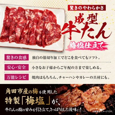 成型牛たん梅塩味[角田産梅使用]1kg(250g×4P)　宮城県共通返礼品