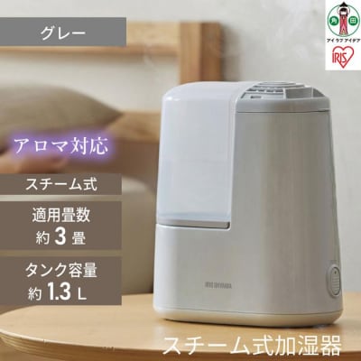 スチーム式加湿器 木造2畳 / 洋室3畳 コンパクト 120ml　AHM-H12B-H ミストグレー