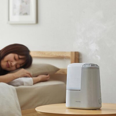 スチーム式加湿器 木造2畳 / 洋室3畳 コンパクト 120ml　AHM-H12B-H ミストグレー