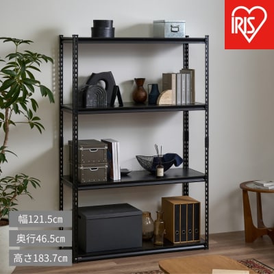 アングルスチールラック 4段 幅121.5cm ブラック ANR-1218L