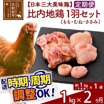 《定期便2ヶ月》比内地鶏1羽セット(約1kg×1袋)|jaat-021102