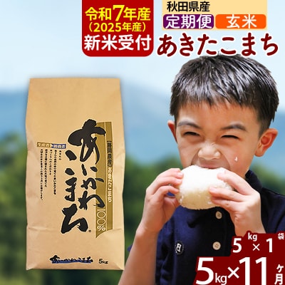 令和7年産 新米受付《定期便11ヶ月》あきたこまち 5kg【玄米】|foap-20311