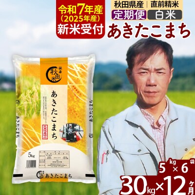 R7年産 新米受付《定期便12ヶ月》あきたこまち 30kg【白米】|msrf-12312