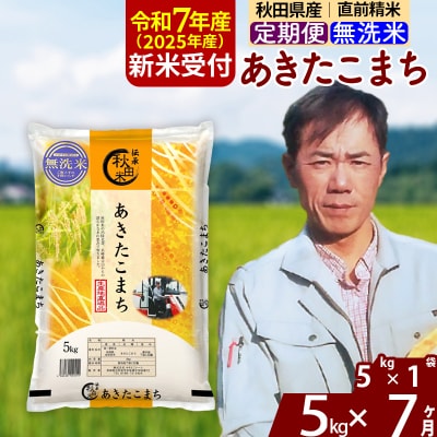 R7年産 新米受付《定期便7ヶ月》あきたこまち 5kg【無洗米】|msrf-30307