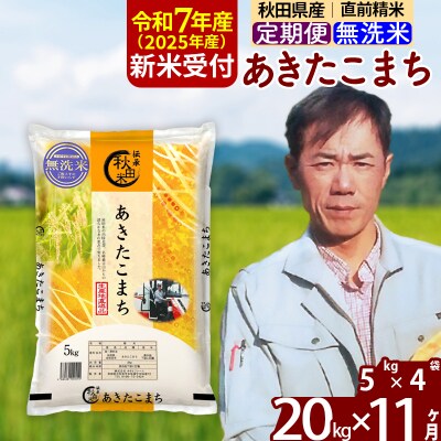 R7年産 新米受付《定期便11ヶ月》あきたこまち 20kg【無洗米】|msrf-32211