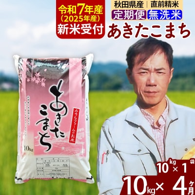 R7年産 新米受付《定期便4ヶ月》秋田県産あきたこまち10kg【無洗米】|msrf-30604