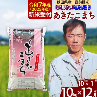 R7年産 新米受付《定期便12ヶ月》秋田県産あきたこまち10kg 無洗米|msrf-30612