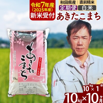 R7年産 新米受付《定期便10ヶ月》秋田県産あきたこまち10kg【白米】|msrf-10610