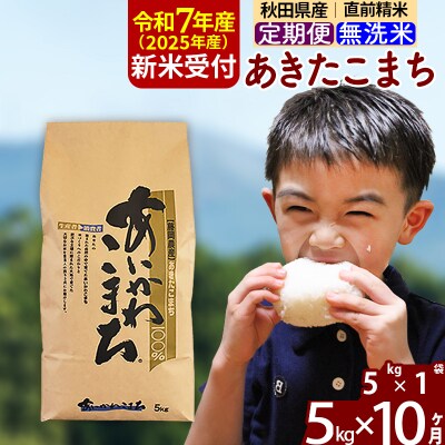 令和7年産 新米受付《定期便10ヶ月》あきたこまち 5kg 無洗米|foap-30310