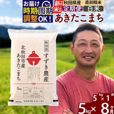 令和7年産 新米《定期便8ヶ月》秋田県産 あきたこまち 5kg【白米】|szap-10308
