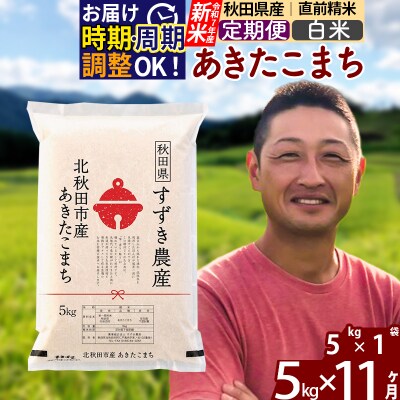 令和7年産 新米《定期便11ヶ月》秋田県産 あきたこまち 5kg 白米|szap-10311
