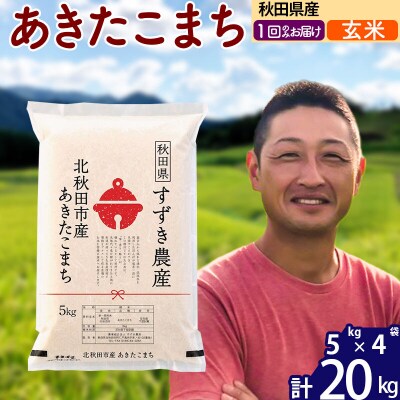 令和7年産 秋田県産 あきたこまち 20kg【玄米】1回のみ|szap-20801