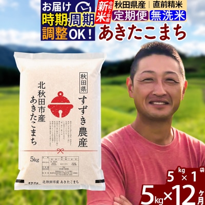 令和7年産 新米《定期便12ヶ月》秋田県産あきたこまち 5kg 無洗米|szap-30312
