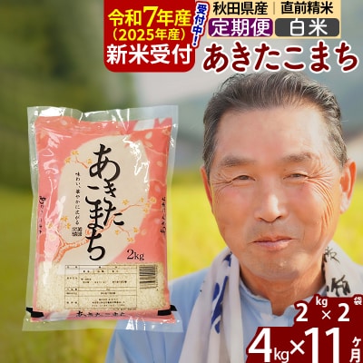 R7年産 新米受付《定期便11ヶ月》秋田県産あきたこまち4kg【白米】|oomr-10211