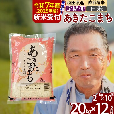 R7年産 新米受付《定期便12ヶ月》秋田県産あきたこまち20kg 白米|oomr-10812