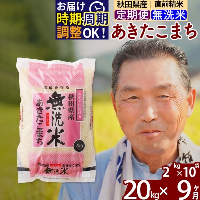 R7年産 新米受付《定期便9ヶ月》秋田県産あきたこまち20kg【無洗米】|oomr-30809