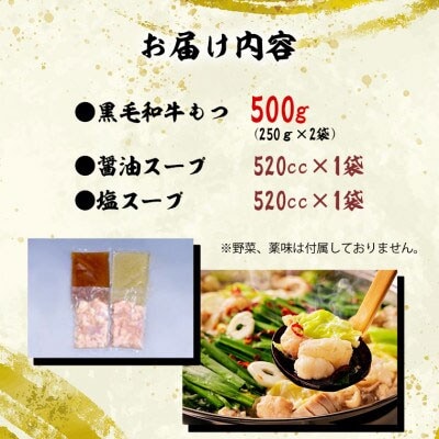黒毛和牛 もつ鍋 セット 牛もつ 500g(2~3人前 x 2回分) [AU089ya]
