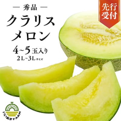 【 令和7年産 】【 先行受付 】クラリスメロン 秀品 1箱 4玉～5玉入り [CG003ya]