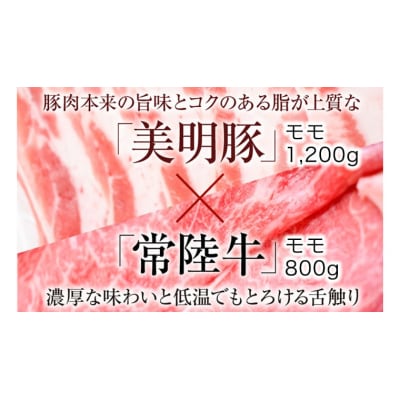 【茨城県共通返礼品/行方市】 美明豚 × 常陸牛 スライス 2kgセットB [CF008ya]