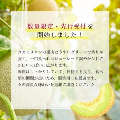 【先行受付 2026年6月中旬以降発送】タカミメロン 秀品 1箱 2玉入り [AV010ya]