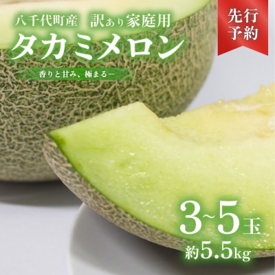 【訳あり】【先行受付2026年6月上旬以降発送】八千代町産 タカミメロン 3-5玉 約5.5kg