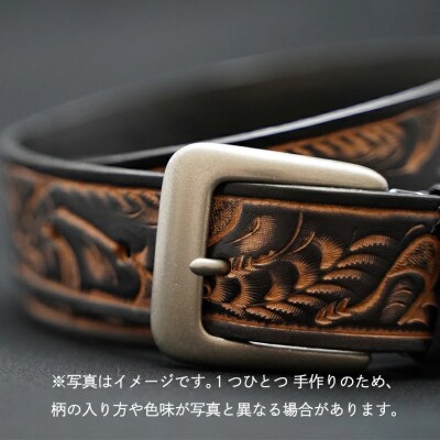 牛革ベルト(黒色かすれ染め) [BE005ya-L]