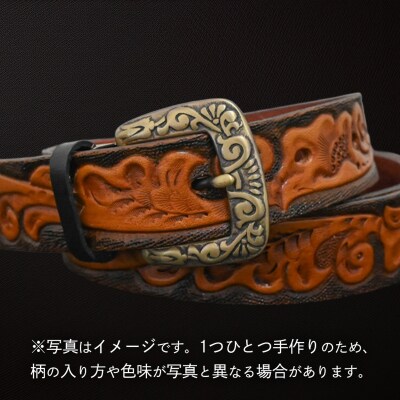 牛革ベルト アンティーク焦茶(茶+黒) [BE027ya-L]