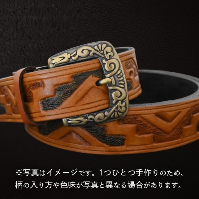 牛革ベルト インディアン アンティーク タン染め(黒+茶)  [BE028ya-M]