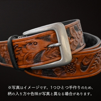 牛革ベルト アンティーク焦茶染め+黒 [BE036ya-L]