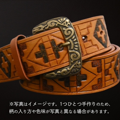 牛革ベルト インディアン アンティーク タン染め(黒+茶) [BE053ya-L]