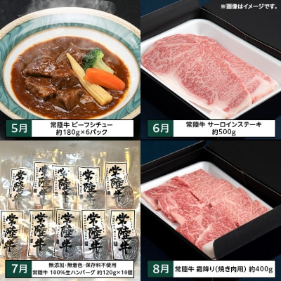 【茨城県共通返礼品】【定期便】常陸牛 贅沢 満喫 定期便 牛肉 黒毛和牛 国産 12ヶ月連続でお届け