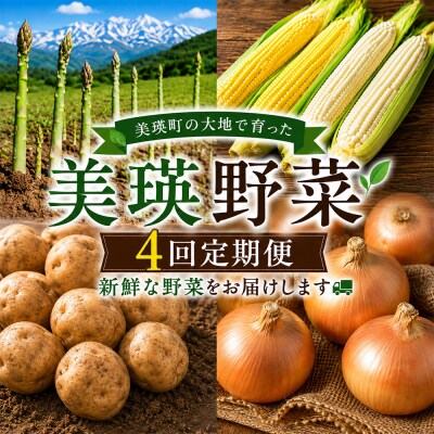 【令和9年産 先行予約】野菜の定期便 4回便 アスパラ とうもろこし じゃがいも 玉ねぎ おおとり