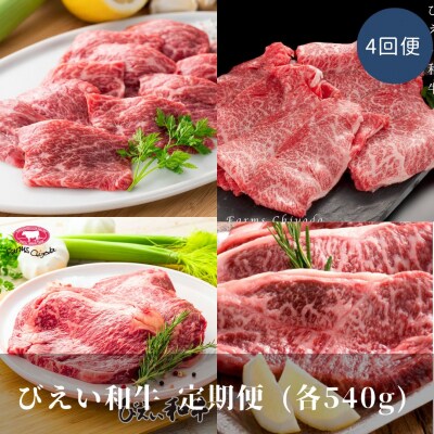 すき焼き 定期便 (540g4回便) ファームズ千代田　「びえい和牛」 