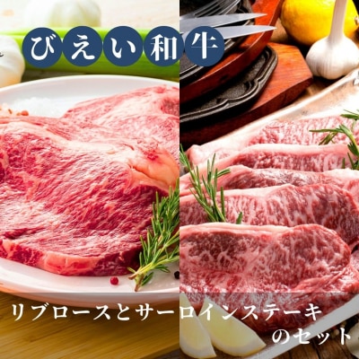 リブロースとサーロインステーキのセット(各360g) ファームズ千代田　「びえい和牛」 