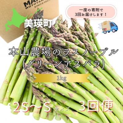 令和8年産! 幻のアスパラ【2S～Sサイズ 1kg 3回便】グリーンアスパラ 北海道産 ラスノーブル