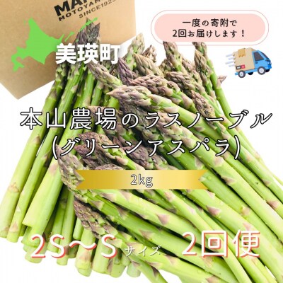 令和8年産! 幻のアスパラ【2S～Sサイズ 2kg 2回便】グリーンアスパラ 北海道産 ラスノーブル