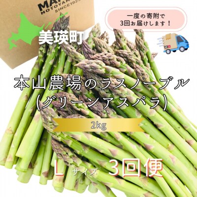令和8年産! 幻のアスパラ【Lサイズ 2kg 3回便】グリーンアスパラ 北海道産 ラスノーブル