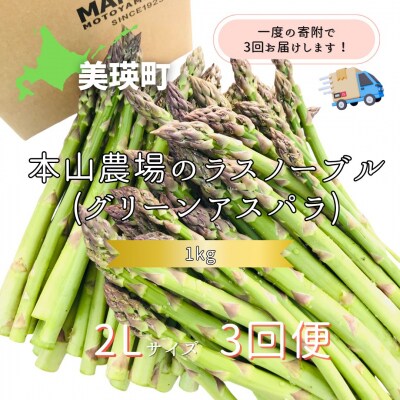 令和8年産! 幻のアスパラ【2Lサイズ 1kg 3回便】グリーンアスパラ 北海道産 ラスノーブル