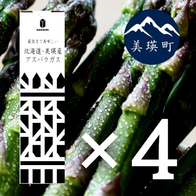 アスパラ 【令和8年産先行受付】「畑発・冷蔵庫のドアポケット行」HAKOIRI　400g × 4箱