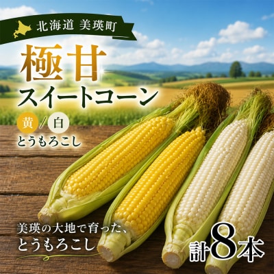 【先行予約】北海道 とうもろこし(黄色&白)8本 各4本 令和8年産 おおとり
