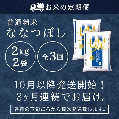 令和7年産新米≪先行受付≫【定期便】ななつぼし 2kg×2袋 《普通精米》全3回