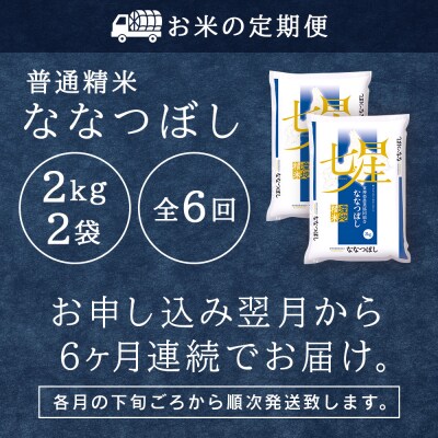 令和7年産【お米の定期便】ななつぼし 2kg×2袋 《普通精米》全6回