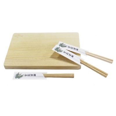 ひばカッティングボード小(まな板薄型)とひば箸3膳セット