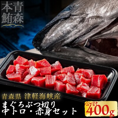 津軽海峡産マグロ　中トロブツ切・赤身ブツ切セット　各200g