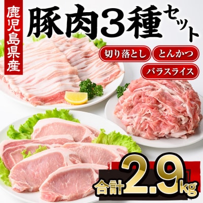鹿児島県産豚肉3種セット(計2.9kg)