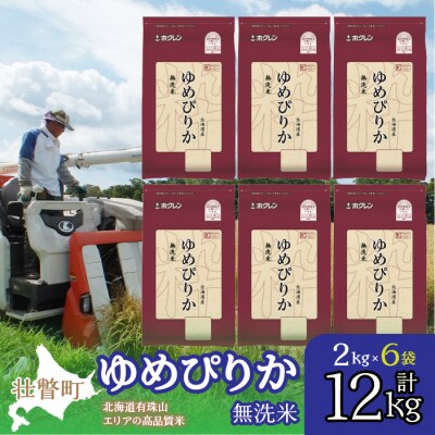 【令和7年産】(無洗米12kg)ホクレンゆめぴりか(無洗米2kg×6袋)SBTD056
