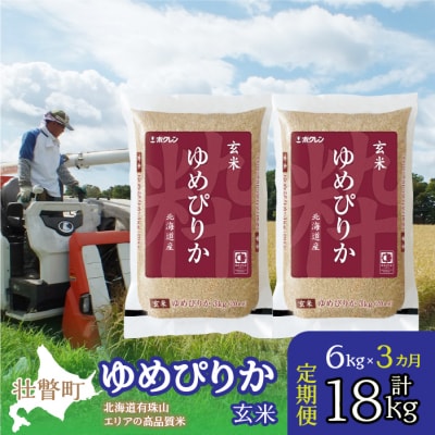 【令和6年産】【3ヶ月定期配送】(玄米6kg)ホクレンゆめぴりか(3kg×2袋) SBTD074