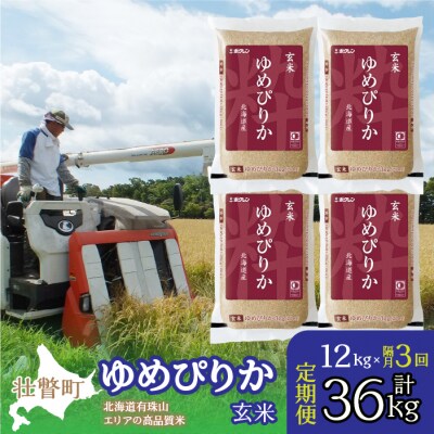 【R7年産】【隔月3回定期】(玄米12kg)ホクレンゆめぴりか(3kg×4袋) SBTD077