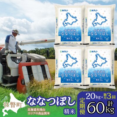 【R7年産】【隔月3回配送】(精米20kg)ホクレン北海道ななつぼし(5kg×4袋)SBTD101