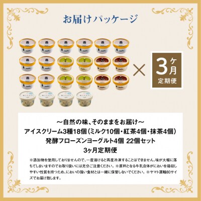 【定期便:全3回】【無添加】アイスクリーム3種18個とフローズンヨーグルト4個【1105602】